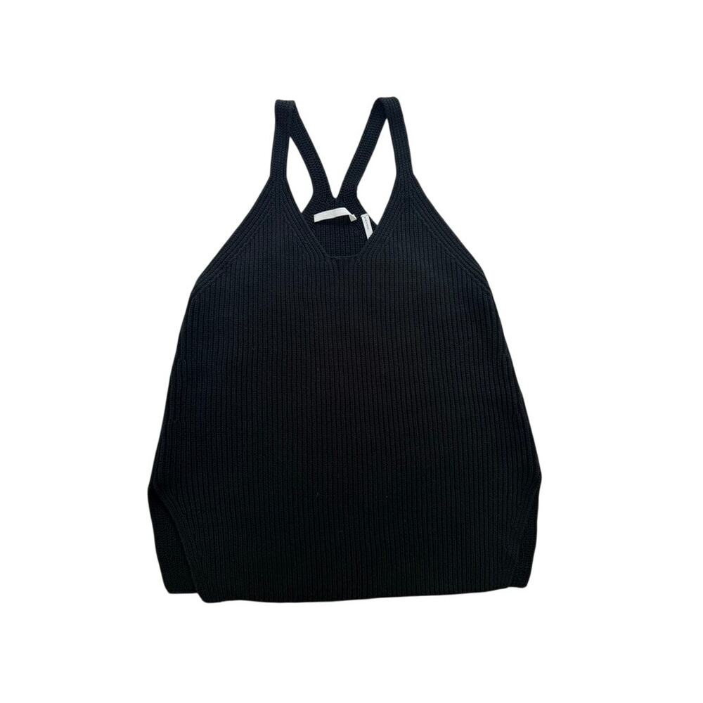 Helmut Lang Tank Top Ribbed black Cotton Size Small Racerback Summer Designer